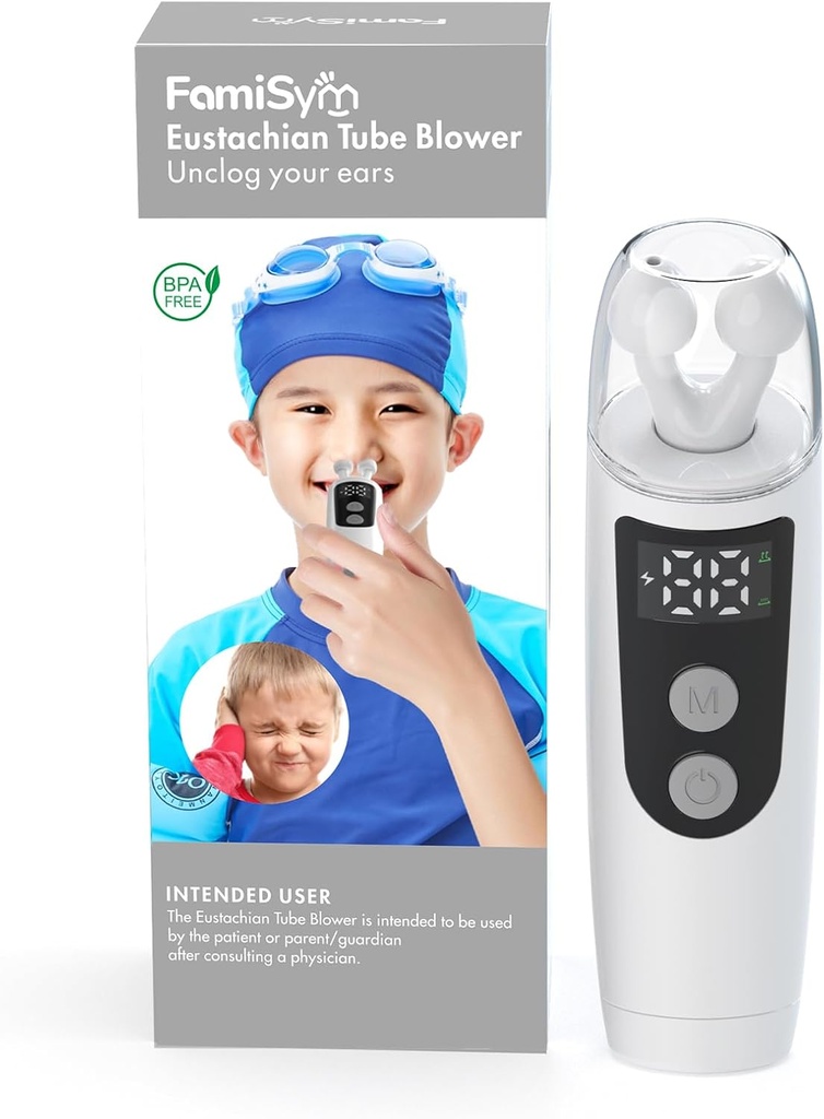 FamiSym Eustachian Tube Unclogger, Øre Pressure Relief Device Home for Tinnitus og Øre Smerte, vedligeholder Øre Pressure Balance, Alenemater Øre Diskomfort, 501- hvid