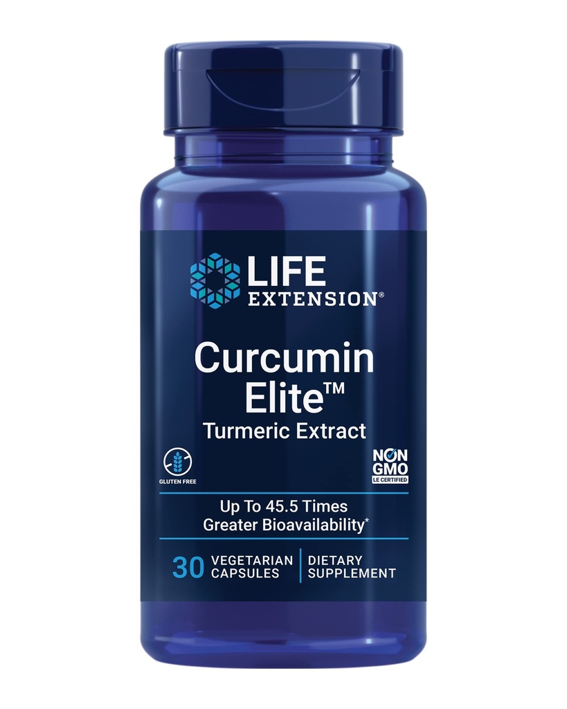Life Extension Curcumin Elite™ Turmeric Extract, 500 mg, curcuminoids, turmerones, Fenugreek, Inflammation Health Support, Heart & Immune Support, Gluten-Free, Non-GMO, Vegetarian, 30 Capsules