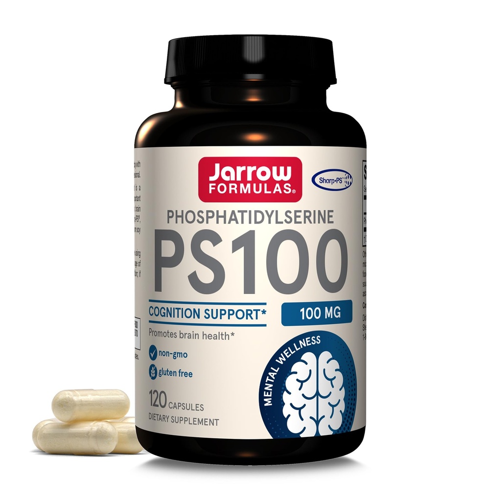 Jarrow Formulas ® PS100 Phosphatidylserin, 100 mg, Kosttilskud til Hjerne Sundhed og Kognition Support, 120 kapsler, Op til en 120 dages forsyning