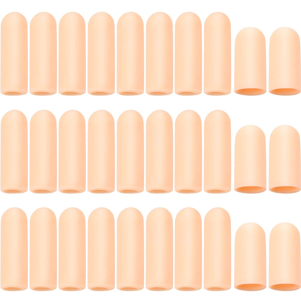 Frida 30 stykker Gel Finger Protector Cots Silicone Cover Cap Ærmer til Finger Cracking Trigger Support (Apricot)