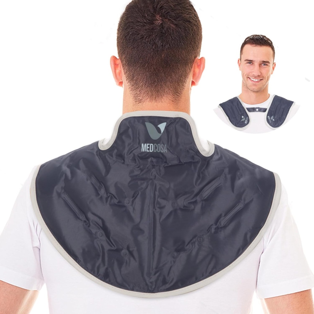 Medcosa Ice Pack til Neck & Shoulder - Genanvendelig varm & kold terapi Wrap, Plush Gel Compress med justerbar strop til migræne, muskel & post-workout smertestillende