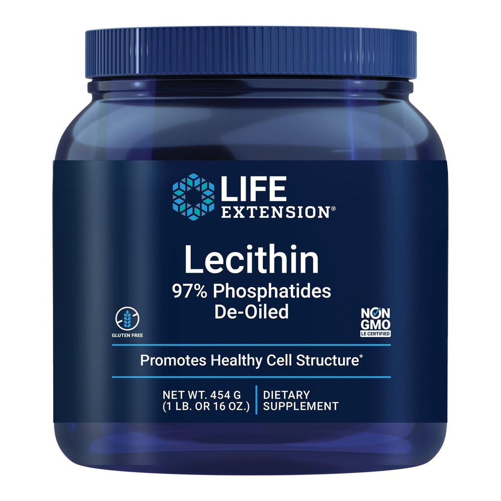 Life Extension Lecithin, fremmer sund cellestruktur og funktion i hjernen, Gluten Free, Non- GMO, Vegetar, 454 Bedste