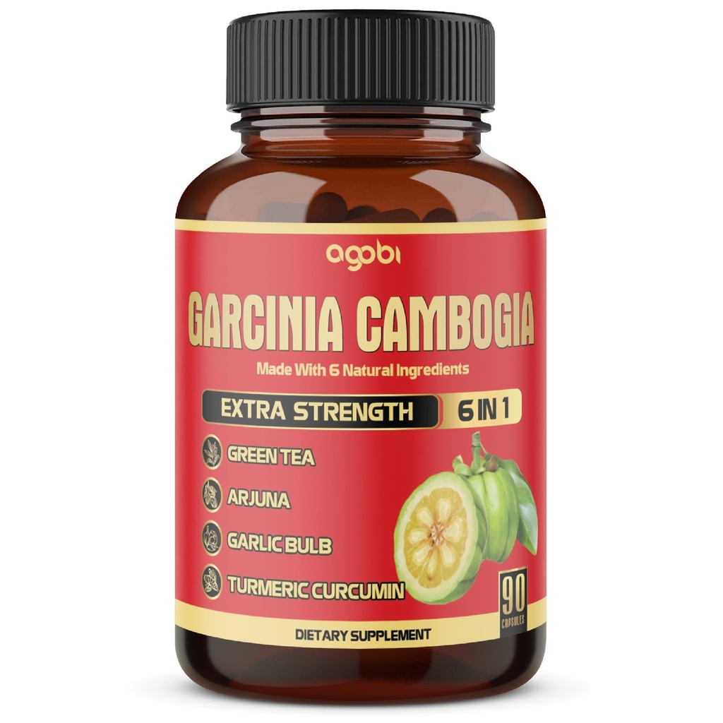 Pure Garcinia Cambogia Kapsler - 6in1 med grøn te, Arjuna, hvidløg Bulb, gurkemeje & sort peber - 90 tællinger