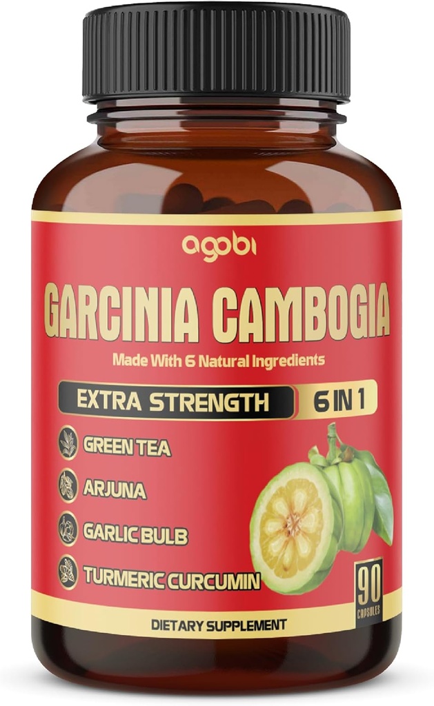 Pure Garcinia Cambogia Kapsler - 6in1 med grøn te, Arjuna, hvidløg Bulb, gurkemeje & sort peber - 90 tællinger