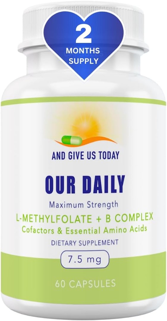 Vores daglige sider L- methylfolat B Complex Cofactors & Essential Aminosyrer (7, 5 mg) - Active Folate, Methylerede B12 Methylcobalamin, B6 og Glycin - 60 Greve
