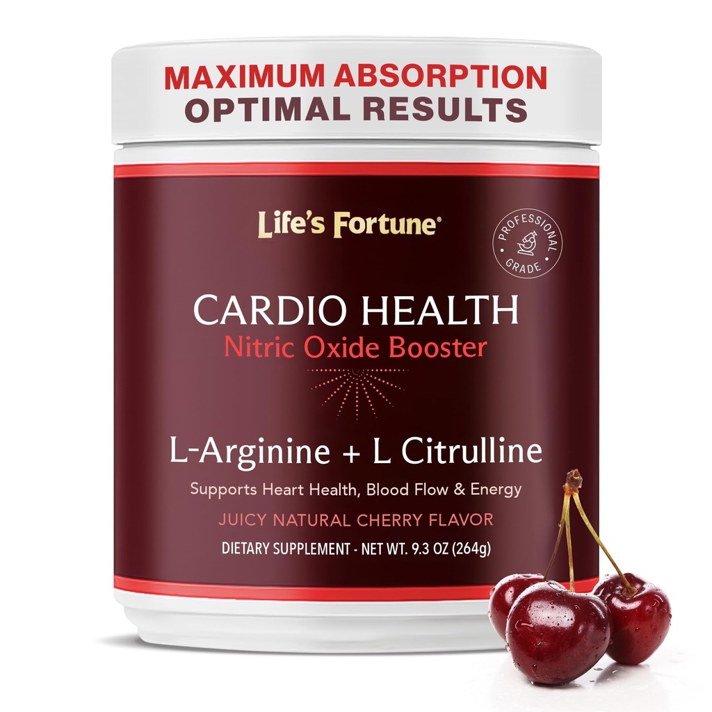 Livets Fortune 5000mg L- Arginin Supplement Powder & 1000mg L- Citrullin, High Potency Nitroxide Health Booster, Endurance, Workout Performance, Natural Cherry Flavor (20 Servere)