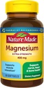 Nature Made Magnesium Oxide 400 mg Softgel, Extra Strength Magnesium Kosttilskud til mænd og kvinder, Support for Muskel, Nerve, Knogler og Hjerte, 60 Day Supply