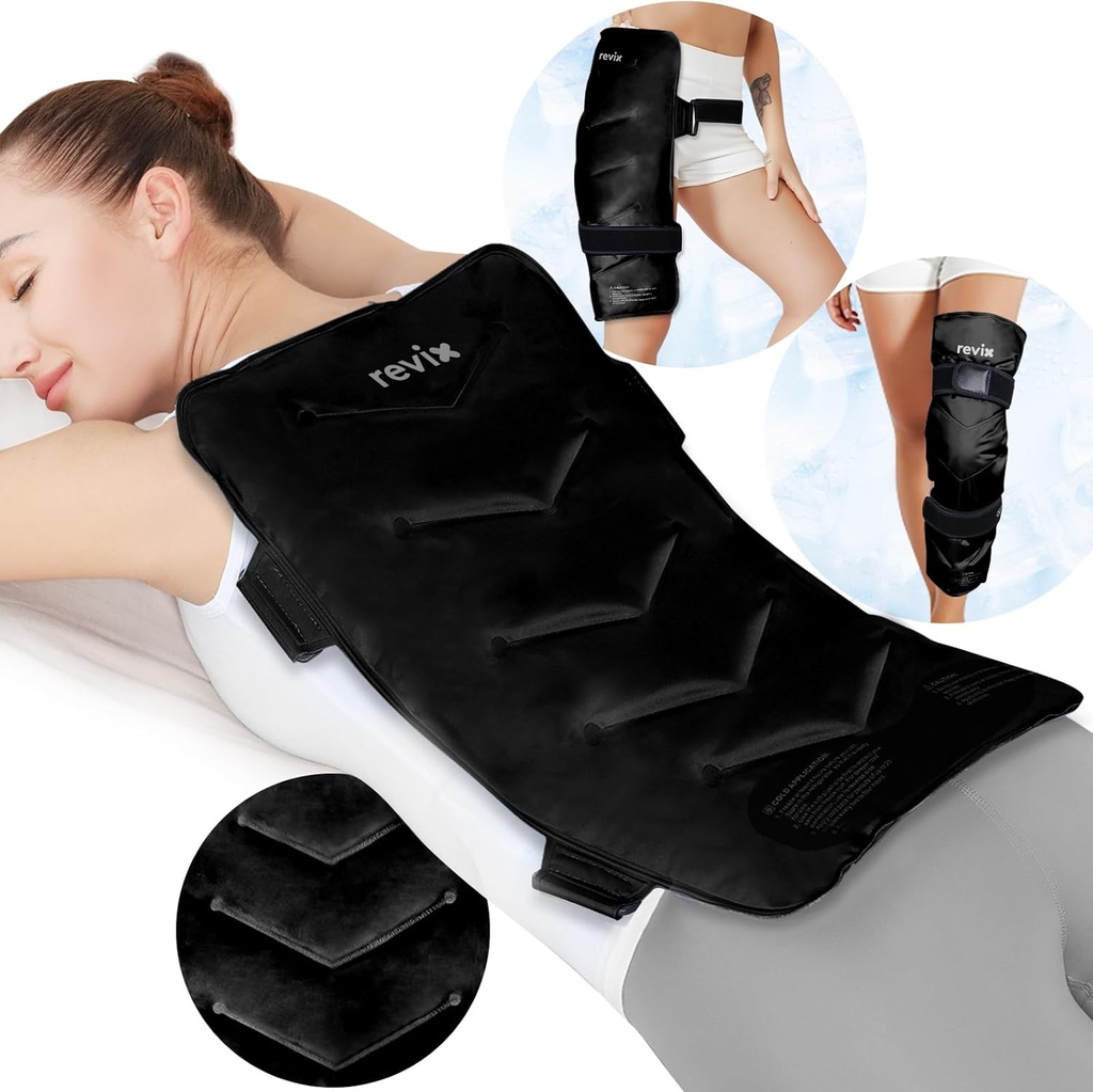 REVIX Extra Large Ice Pack for Back, 13 "x 21" Genanvendelige Gel Cold Pack Wrap for Full Back, Hip, og Leg Relief, XXL Cold Compress for Muscle ømhed, Træthed, og Everyday Recovery, Black