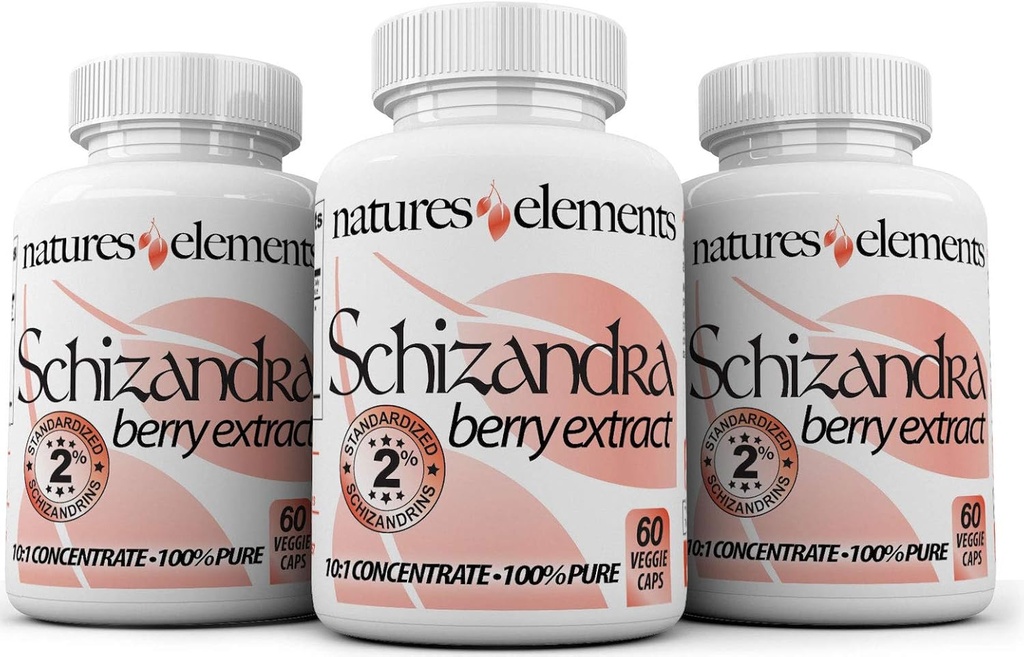 Schizandra Berry Extract - 3 Pack - 10: 1 Koncentreret urtetilskud - 1000 mg per servering - Veggie Kapsler - 60 Greve hver - Non- GMO, 100% Ren - 1 måned Supply