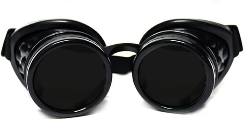 GloFX Steampunk Goggles tonet - Rave EDM Festival tilbehør - Gotisk Cosplay Welder Goggles - Sorte Goggles med mørke Tint Lenses