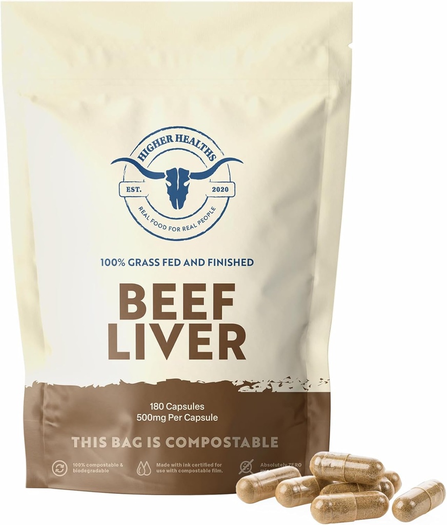 Oksekød Lever - Naturens Multivitamin -100% USA Oksekød - 180 Kapsler Bag