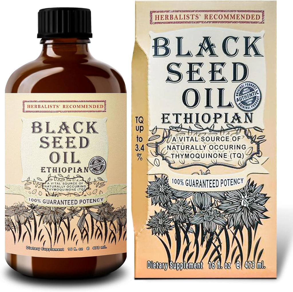 Ethiopian Black Seed Oil 16oz – Extra Strength 3x Thymoquinone – 100% Pure Cold-Pressed Nigella Sativa – Immune, Joint, Hair and Skin Support