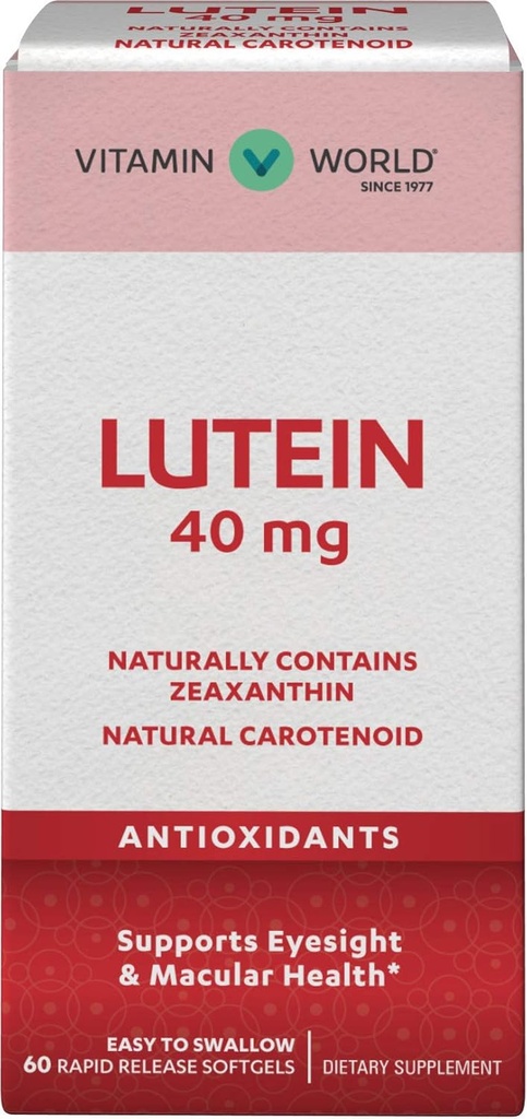 Vitamin World Lutein 40mg 60 Rapid Release Softels, Eye Health, Vision, Antioxidant