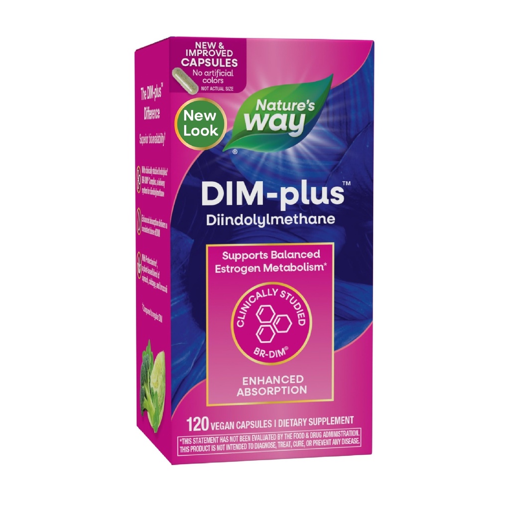 Nature 's Way DIM- Plus, DIM supplement, Understøtter Balanceret østrogen Metabolisme *, Understøtter Østrogen Hormonbalance *, Diindolylmethan, 120 Veganske kapsler