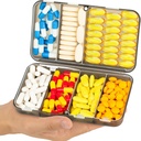 Yaklim Magnetic Travel Pill Organizer, 7 Compartments Portable Pill Box, Stor Vitamin Organizer med etiketter, Daily Pill Case Medicine Organizer, Big Supplement Organizer Magnet Pill Container Grey