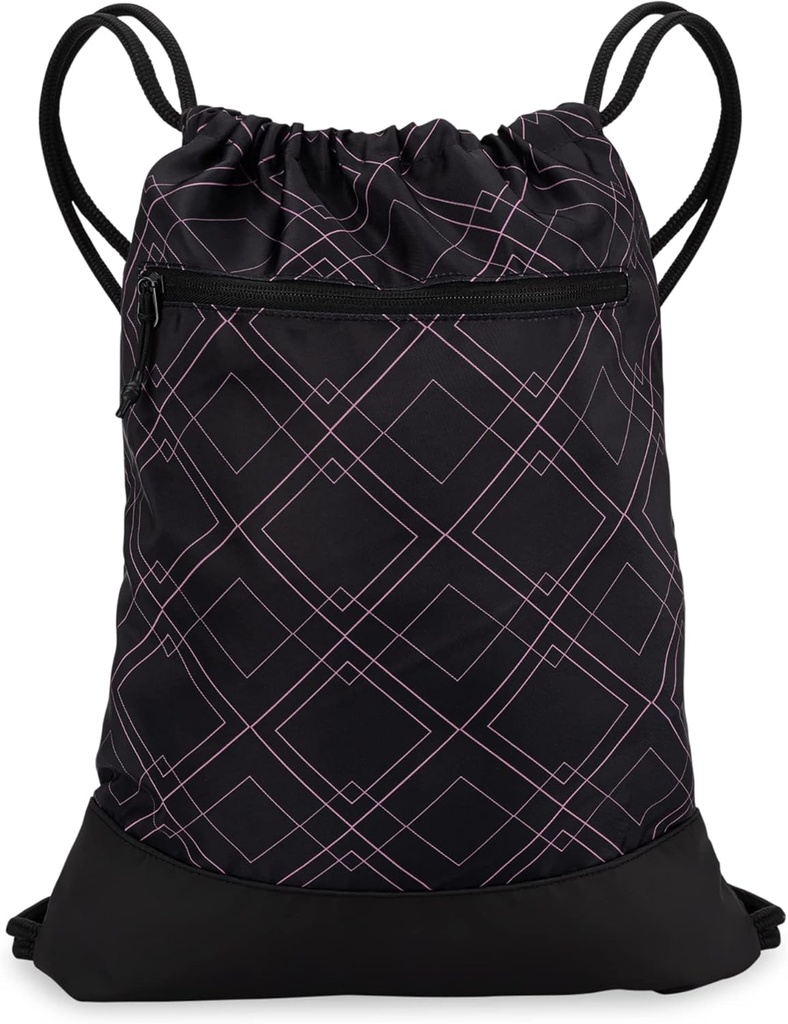Løbegang Gym taske til kvinder - 124; Holdbar letvægts Gym Cinch rygsæk med Grafisk Design - 124; Fantastisk til gym og sport - 124; Sort / Rose - Geometrisk