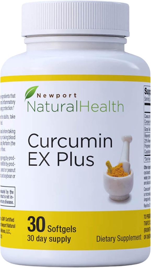 Gurkemeje supplement, Curcumin EX Plus med Grapeekstrakt, Resveratrol & rød vin Polyphenoler til fælles sundhed & hjerte, Curcuminoids Complex 500mg kapsler