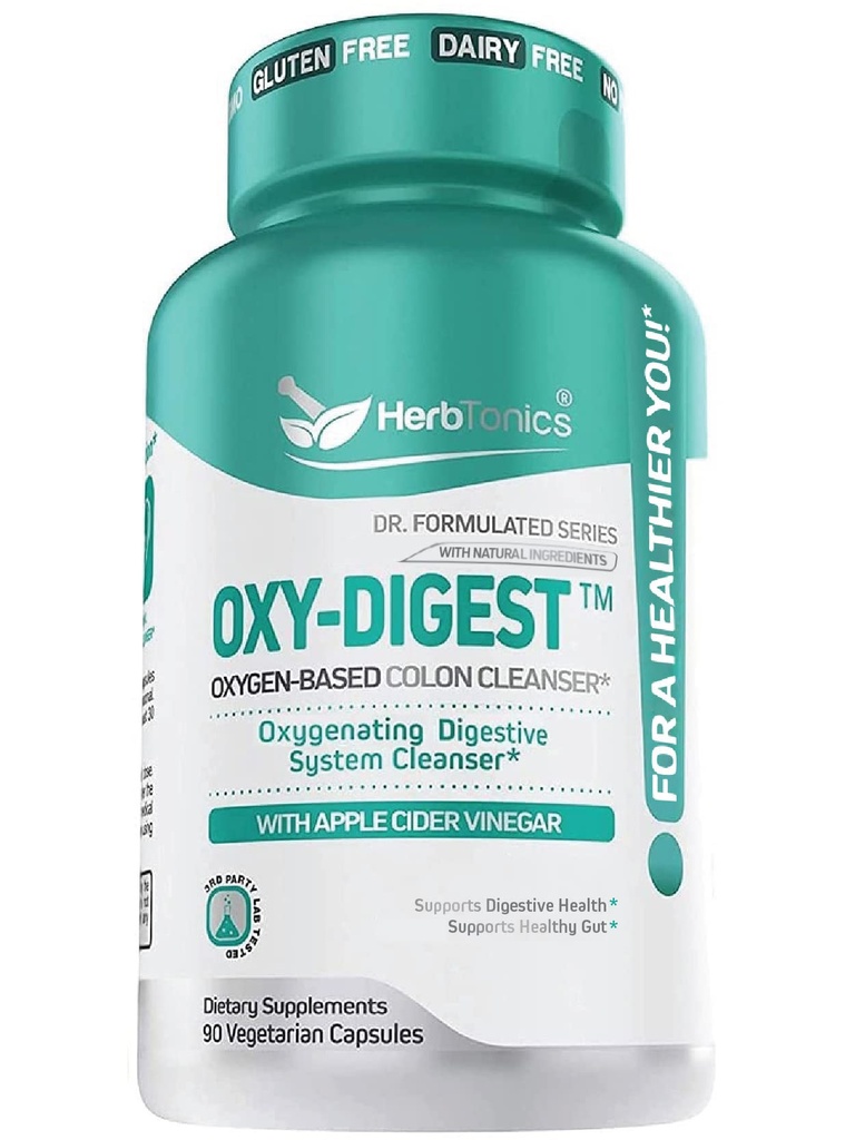 Herbtonics Oxygen baseret Colon Cleanse og Detox fordøjelsessystem Formel 124; med Apple Cider Vincifos 124; Colon Cleanser Pills til voksne