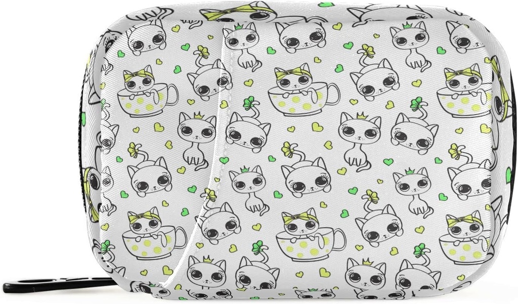 Pill Box Cat 7 Dag Pill sag Rejse Pill Organizer Bag med lynlås Portable ugentlige Vitamin Medicin Supplement Holder Pouch Bag