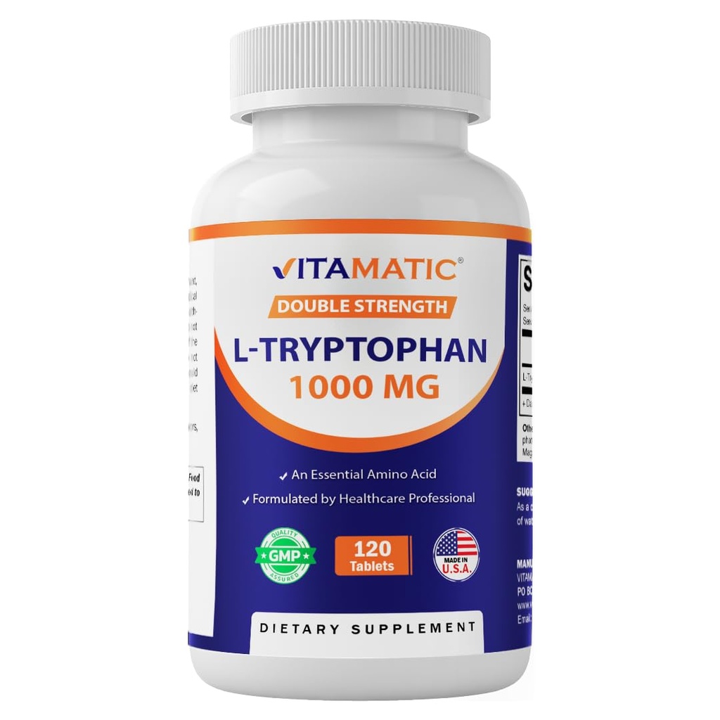 Vitamatic L-Tryptophan 1000mg 120 Tablets (120 Tablets (Pack of 1)) (1 Bottle)