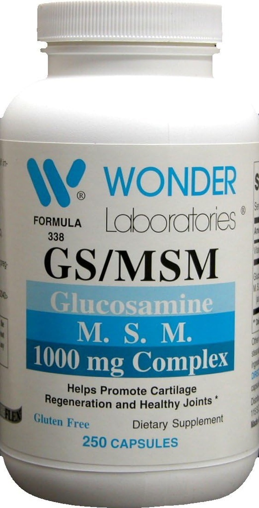 Wonder Labs Glucosamin / MSM, hjælper med at fremme Cartiage Regeneration og sunde joints - 250 kapsler