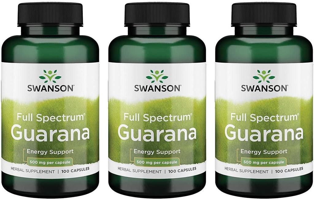 Swanson Guarana 500 milligram 100 kapsler (3 pakke)