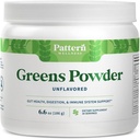 Mønster Wellness Green Powder Superfood - med antioxidant, fordøjelsesenzymer, fibre, probiotiske og adaptogen blandinger - Understøtter Gut, fordøjelsessygdomme og immunforsvar - 30 Serveringer - 6,6 oz (Unflavored)