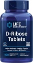Life Extension D- Ribose Tablets, Plus Calcium, Hjælper med at opretholde sunde energiniveauer i hjerte og muskel, fremmer produktionen af ATP, Gluten- Free, Non- GMO, Vegan, 100 Vegetariske tabletter