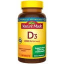 Nature Made Vitamin D3 2000 IE (50 mcg), Vitamin D supplement til ben, tænder, muskel og immunforsvar, 100 tabletter, 100 dages forsyning