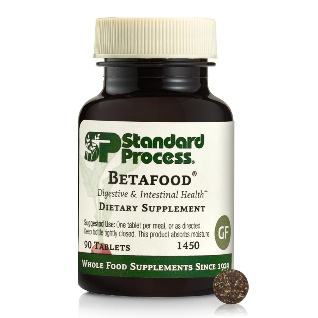 Standard Process Betafood - Supports Digestion & Intestinal Function with Beets - Aids a Healthy Heart & Liver Health - Gluten-Free, Non-Dairy & Non-Soy - 90 Tablets (90 Servings)