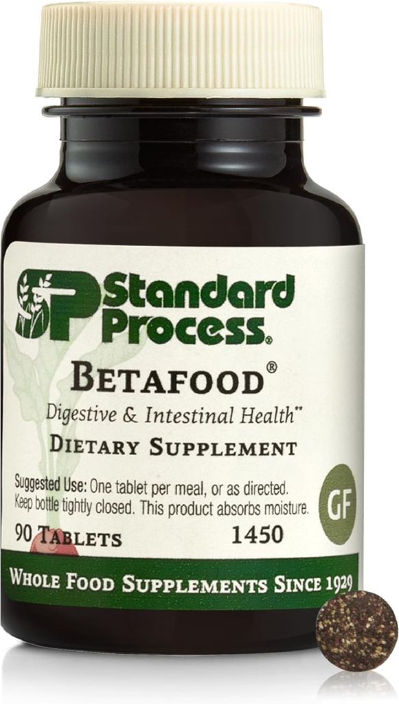 Standard Process Betafood - Understøtter fordøjelse og intestinal funktion med bier - Aids en sund hjerte & leversundhed - Gluten- Gratis, Non- Dairy & non- soy - 90 tabletter (90 Servere)