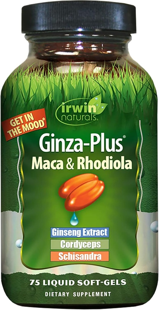 Irwin Naturals Ginza Plus Endurance, Energi, Balance Kosttilskud Flydende Gel Caps, 75-Grev Flaske
