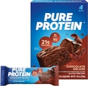 Pure Protein Bars, High Protein, Nutrious Snacks til støtte energi, Lavsukker, Gluten Free, Chokolade Deluxe, 1.76 oz., Pack of 4