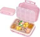 NatureTouch Pill Organizer Weekly, 8 Compartments Food Grade Material Travel Pill Box med BPA Gratis for medicin, tillæg, Vitamin, Fish Oil, Pink
