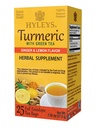 Hyleys Ginger Gurkemeje Tea Lemon Flavor - 25 Tea Tasker (12 Pack - 300 Tea Tasker i alt) - Wellness Herbal Supplement Green Tea