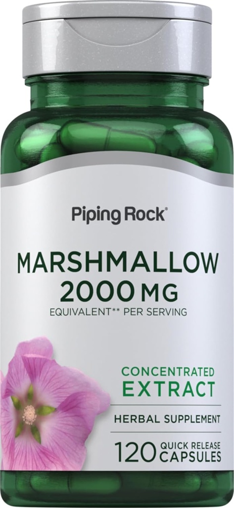 Piping Rock Marshmallow Root Supplement- 124; 2000mg - 124; 120 Kapsler - 124; Urtekoncentreret ekstrakt - 124; Non- GMO, Gluten fri