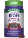 Nature 's Truth Iron Gummies against 124; 60 Greve Budding 124; Vegan, Non- GMO & Gluten Free Supplements 124; med Zink & B Vitaminer Buddy 124; Grape Flavor