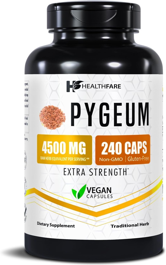 Healthfare Pygeum Supplement, 4500mg Beeg 124; 240 Vegan Kapsler Beeg 124; Ultra Standardized Bark Extract Beeg 124; Herbal Supplement Beeg 124; Non- GMO & Gluten- Free