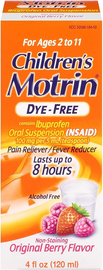 Motrin Children 's DyeFree Pain Reliever og Feber Reducer, 4 Fluid Ounce (5 Pack)