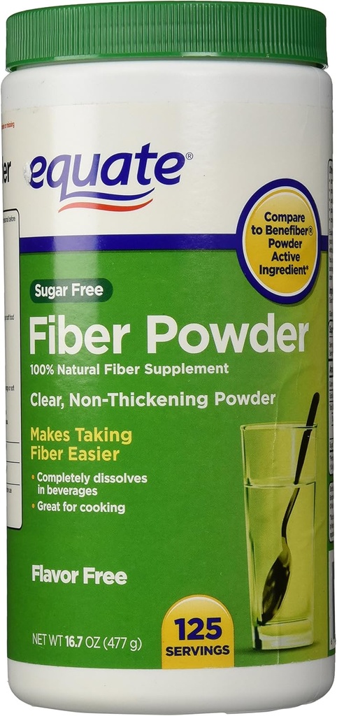 Equate Fiber Powder Clear Opløselig - 125 Serveringer, 16.7 oz (1)