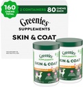 Gødning Kosttilskud Hund Skin og Coat Kosttilskud med Fish Oil & Omega 3 Fedtsyrer, Kylling Flavor, 80- Count Tub, pakke med 2
