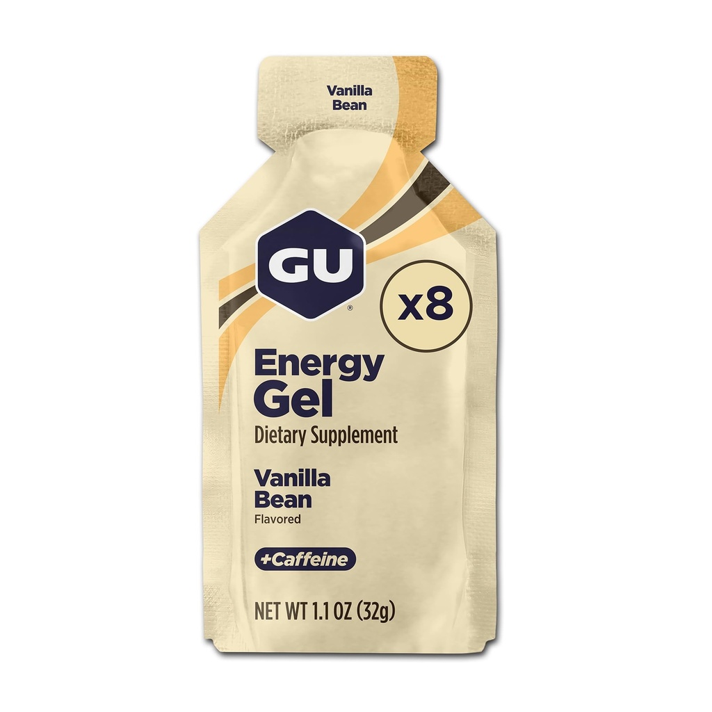 GU Energy Original Sport Nutrition Energy Gel, 8-greve, Vanilla Bean