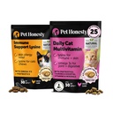 Cat Multivitaminer + immunforsvar Lysin Dual Texture Chew Supplement Bundle - Understøtter total immunsundhed, Joints, Hud & Coat, og Kat Allergi Relief - Nysen, Runny Næse