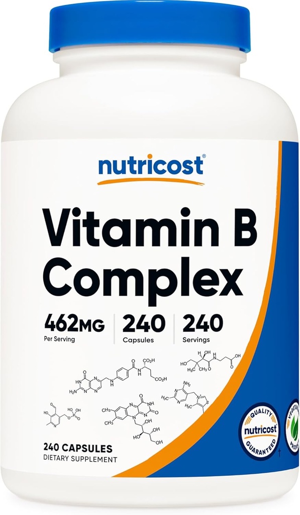 Nutricost vitamin B Complex 462mg, 240 kapsler - med C-vitamin - Energy Complex