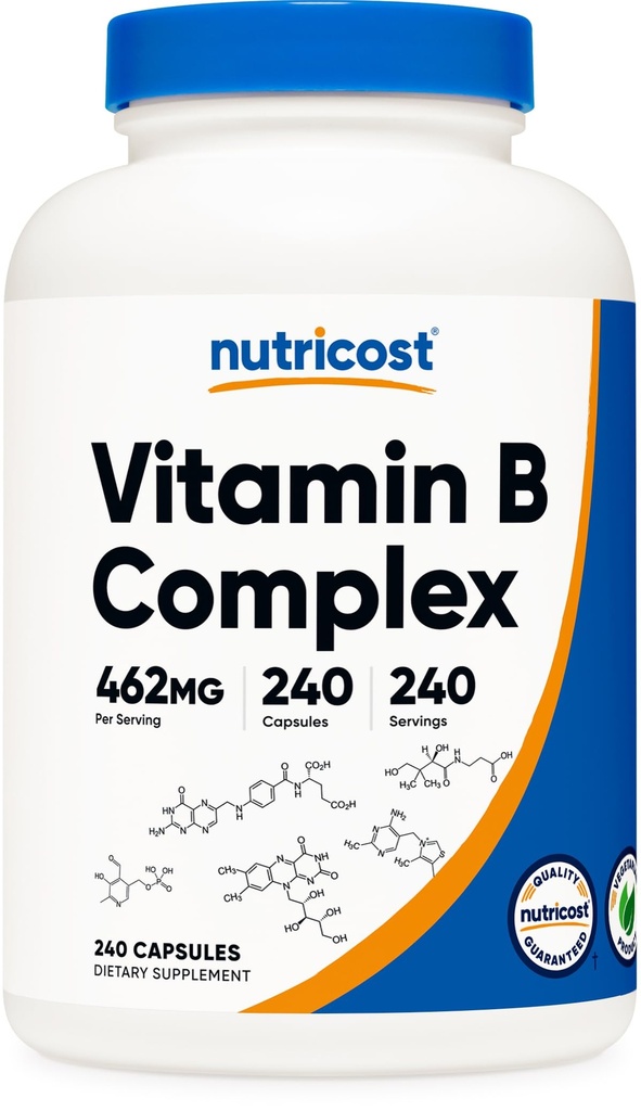 Nutricost vitamin B Complex 462mg, 240 kapsler - med C-vitamin - Energy Complex
