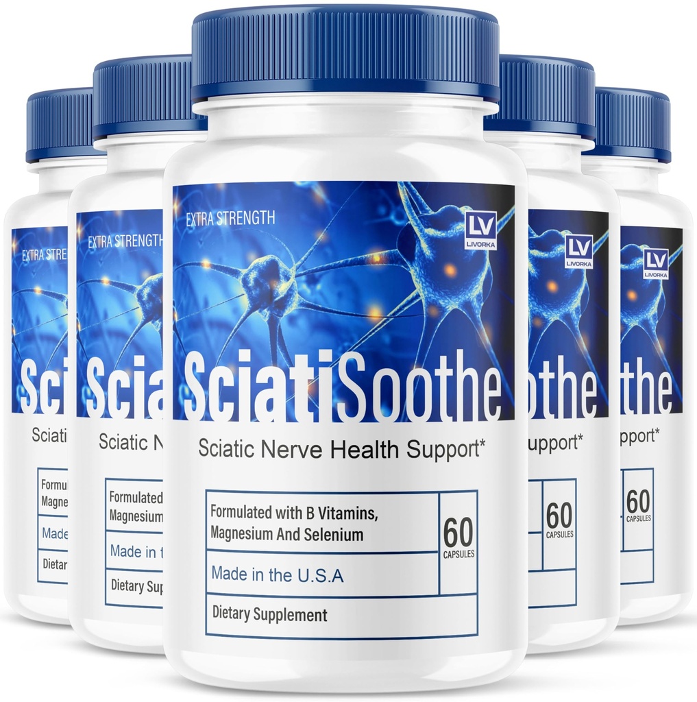 LIVORKA (5 Pack) Sciatisoothe - Sciatisoothe Supplement, Sciatisoothe, Sciatisoothe Vitaminer, Sciatisooth, Sciati Soothe Supplement, Sciati Soothe Kapsler, Sciatic Sooth, 300 Kapsler til 5 Måneder