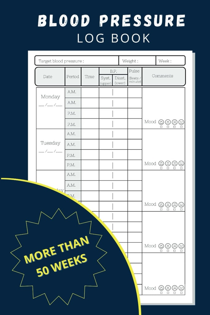 Blodtrykslogbog: Simpel daglig tracker til at optage og overvåge blodtryk på hjemmet
