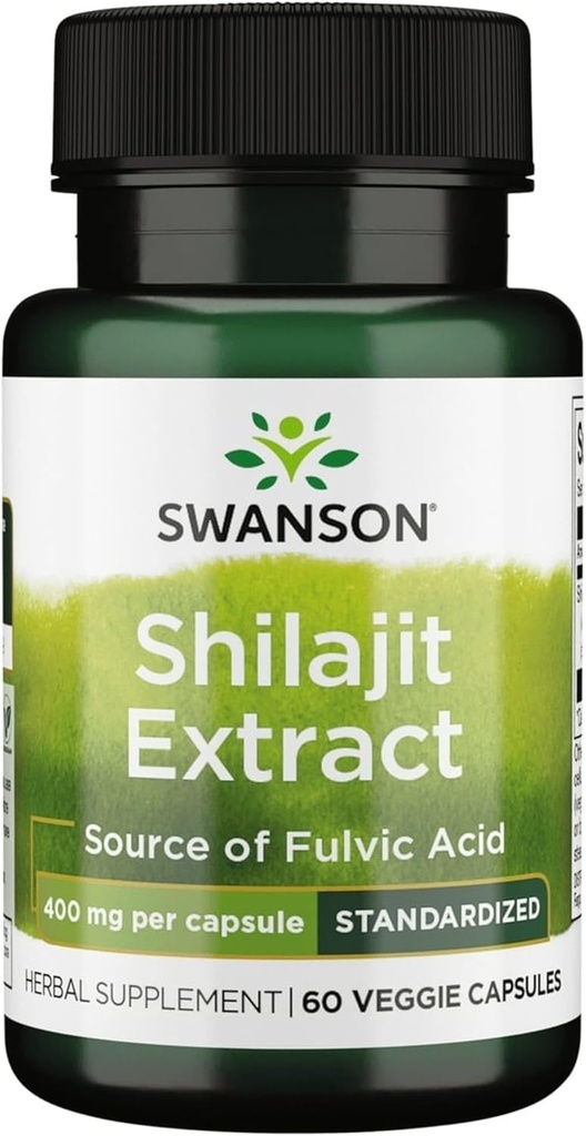 Swanson Shilajit Extract - Urtetilskud Fremme Cell Growth Support - Naturlig Formel for Samlet Wellness - (400 Milligram 60 Veg kapsler)