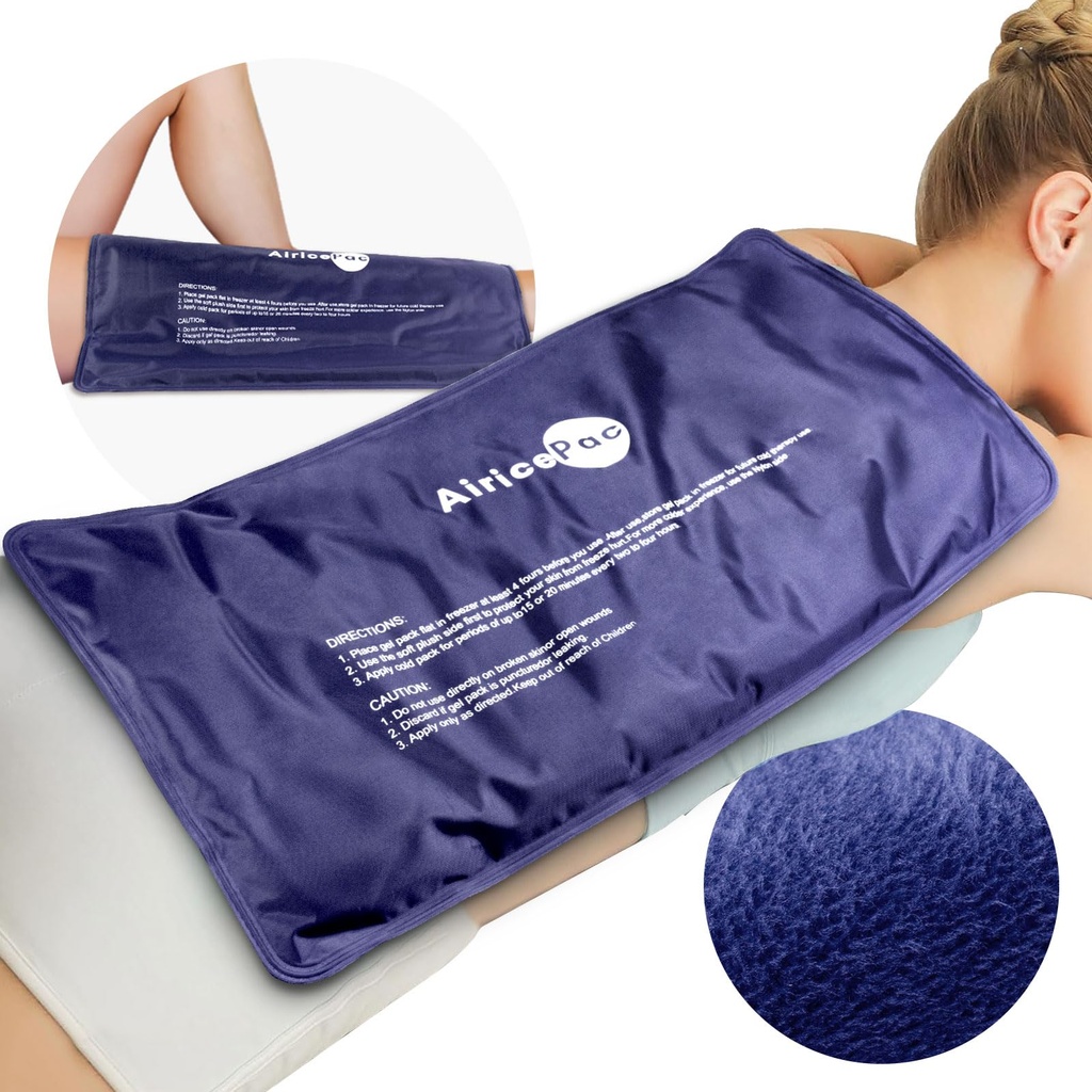 Ekstra store Gel Fleksible Ryg Ispokker til skader Genbruges, 11 "x 20" Cold Pack Wrap til Knee Leg Neck Shoulder Hip Rygsmerter Relief, Cold Compress Terapi til hævelser, blå mærker, kirurgi