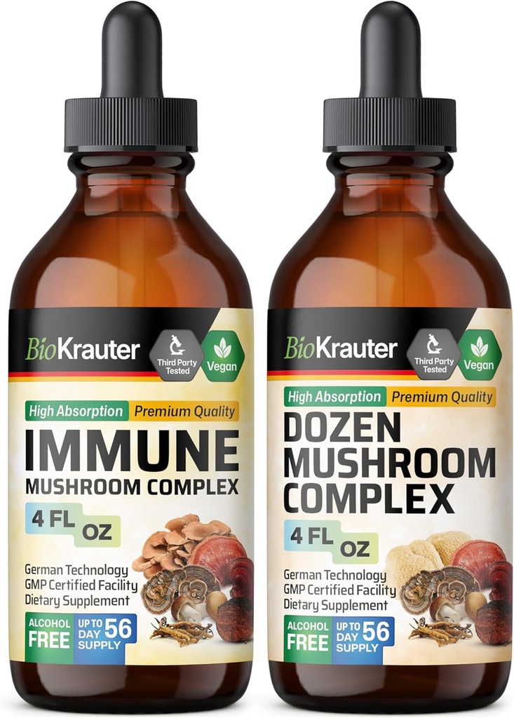 BIO KRAUTER Immunsvamp tinktur 4 Fl. Oz. & Dozen svamp tinktur 4 Fl. Oz.